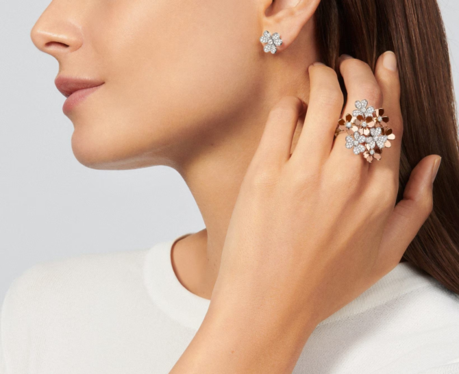 Frivole Ring, 8 Flowers (Rose Gold, Diamond)