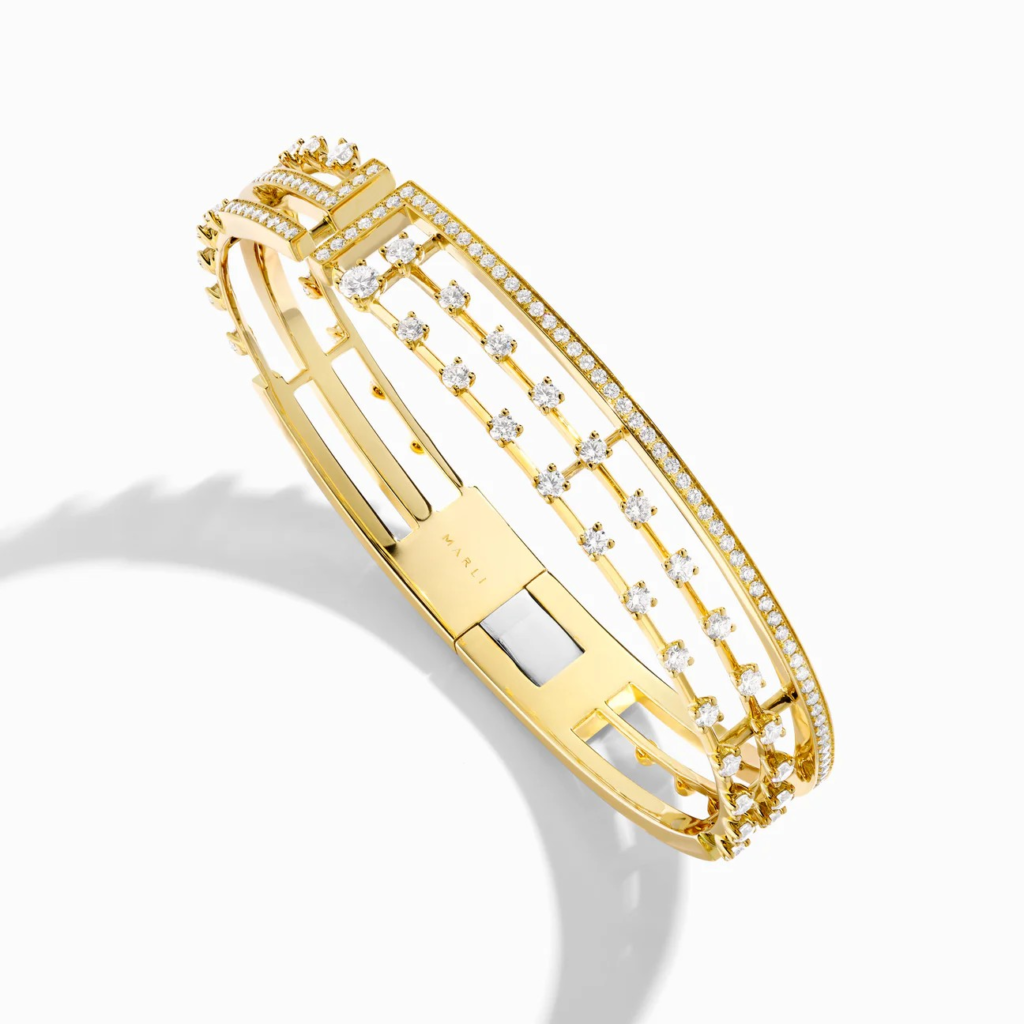 Avenues Open Hinged Statement Bracelet, Diamond