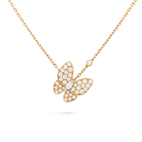 Two Butterfly Pendant (Yellow Gold, Diamond)