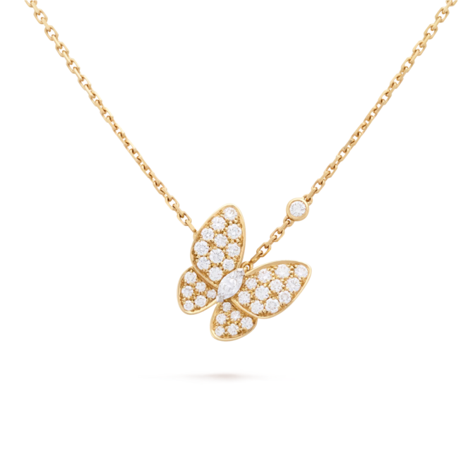 Two Butterfly Pendant (Yellow Gold, Diamond)