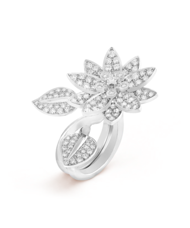 Lotus Between the Finger ring (White gold, Diamond)