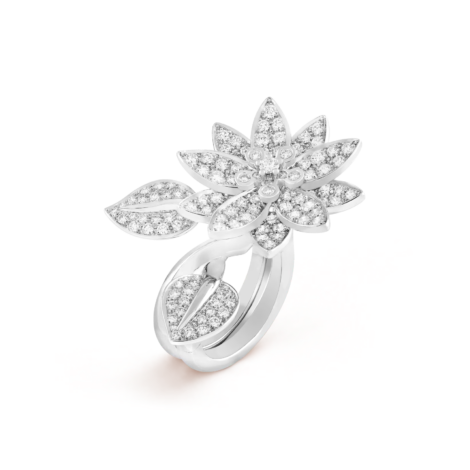 Lotus Between the Finger ring (White gold, Diamond)