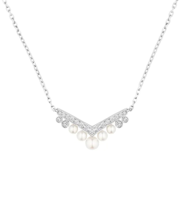 Joséphine Aigrette Pendant White Gold, Pearls, Diamonds