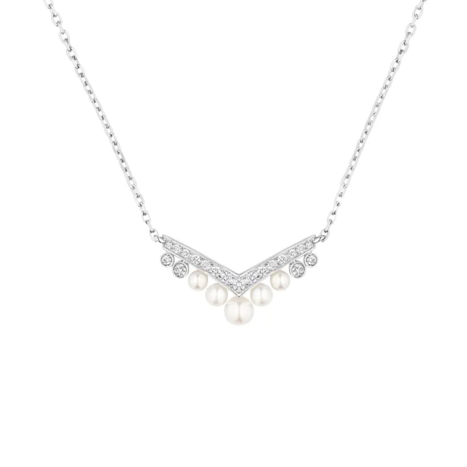 Joséphine Aigrette Pendant White Gold, Pearls, Diamonds