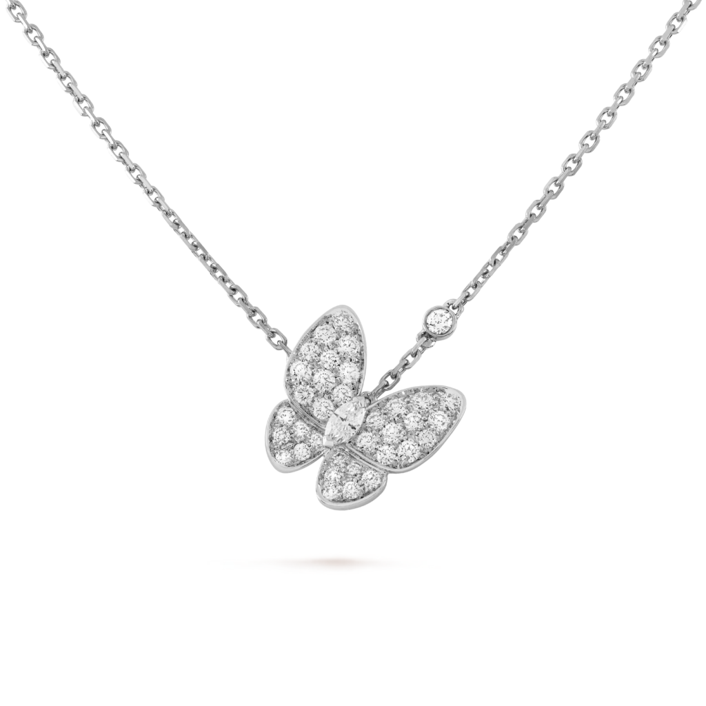 Two Butterfly Pendant (White gold, Diamond)