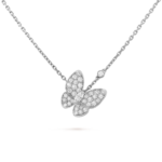Two Butterfly Pendant (White gold, Diamond)