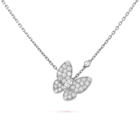 Two Butterfly Pendant (White gold, Diamond)