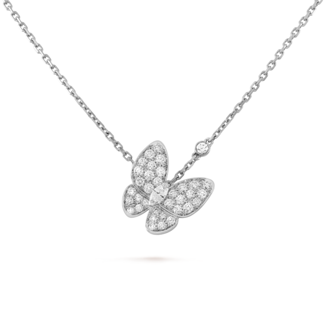 Two Butterfly Pendant (White gold, Diamond)