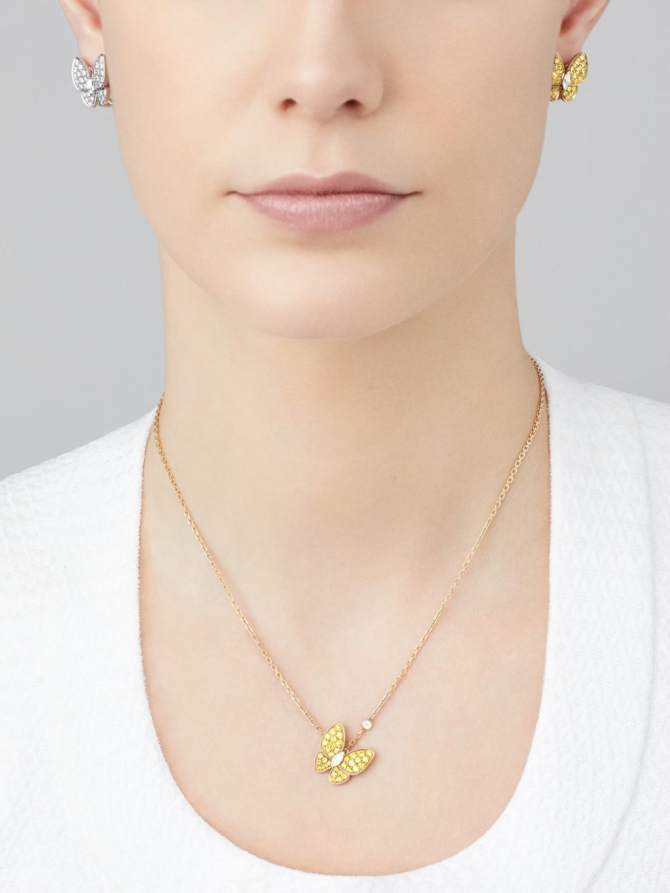 Two Butterfly Pendant  (Yellow gold, Diamond)
