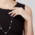 Sweet Alhambra Long Necklace, 16 Motifs (White Gold, Diamond) - Image 2