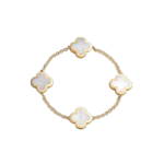 Pure Alhambra Bracelet, 4 Motifs (Yellow Gold, Mother-of-Pearl)