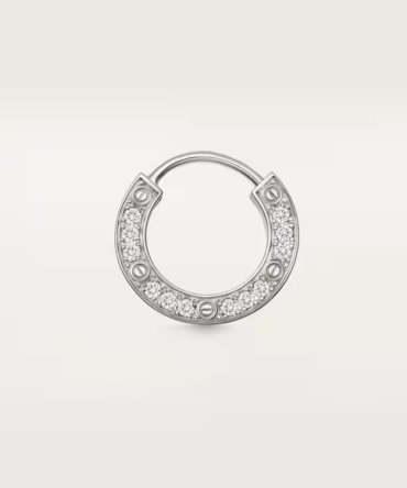 Love Single Hoop Earring, Paved White gold, Diamond