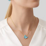 Two Butterfly Pendant (yellow gold, Diamond, Turquoise) - Image 2