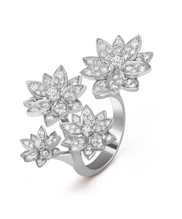 Lotus Between the Finger ring, 4 flowers (white gold, Diamond)