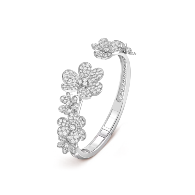 Frivole Bracelet, 7 Flowers, Medium Model (White Gold, Diamond)