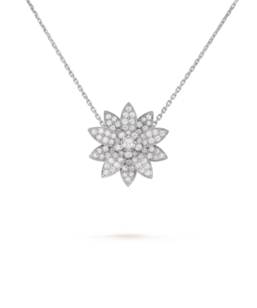 Lotus Clip Pendant, Medium Model (White Gold, Diamond)