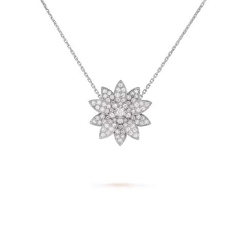 Lotus Clip Pendant, Medium Model (White Gold, Diamond)