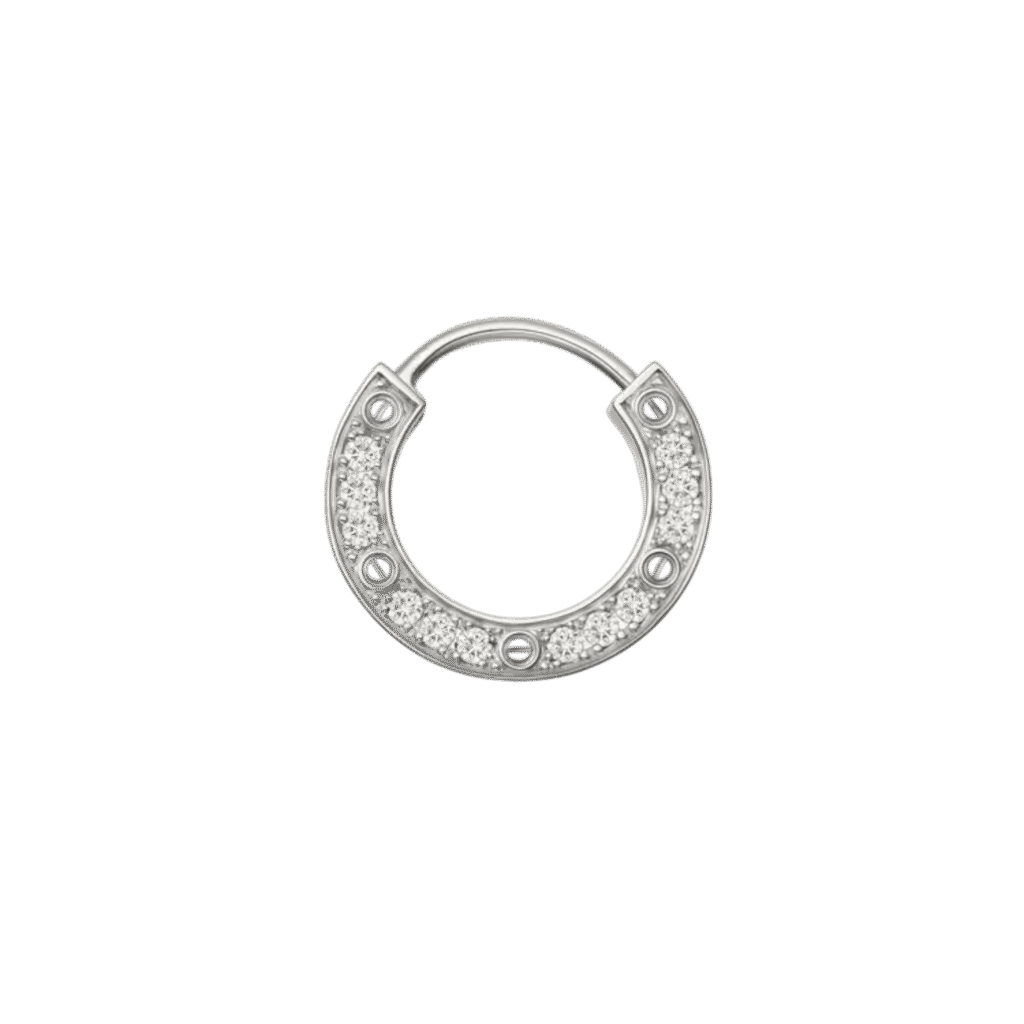 Love Single Hoop Earring, Paved White gold, Diamond