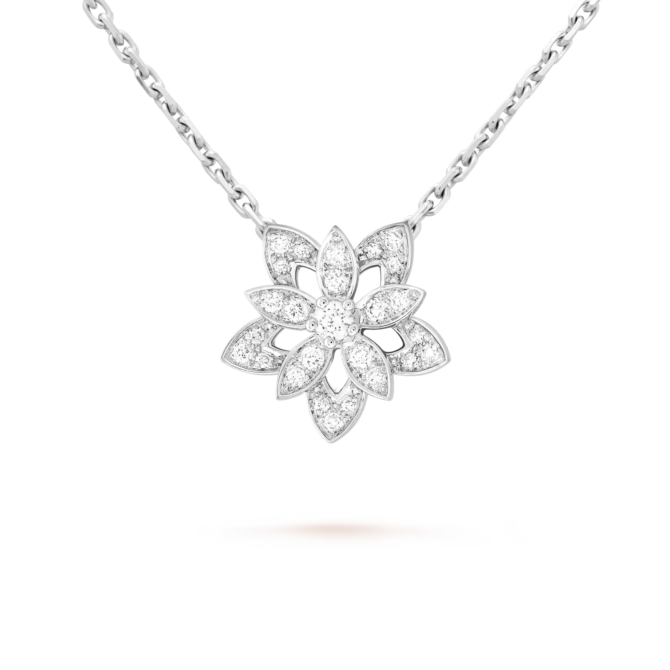 Lotus Openwork Pendant Mini Model (White Gold, Diamond)