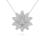 Lotus Clip Pendant, Large Model (White Gold, Diamond)