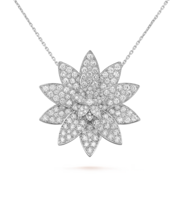 Lotus Clip Pendant, Large Model (White Gold, Diamond)
