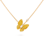 Two Butterfly Pendant  (Yellow gold, Diamond)