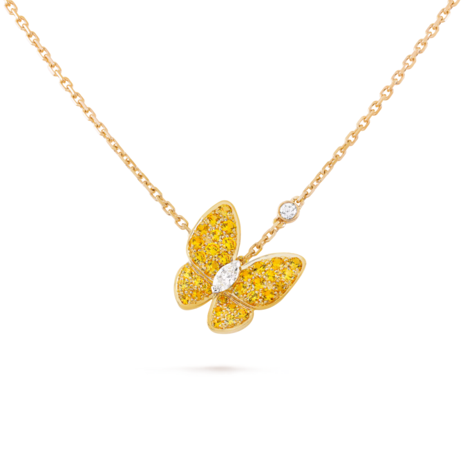 Two Butterfly Pendant  (Yellow gold, Diamond)