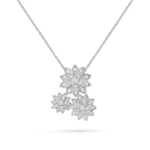 Lotus Pendant, 3 flowers (White Gold, Diamond)