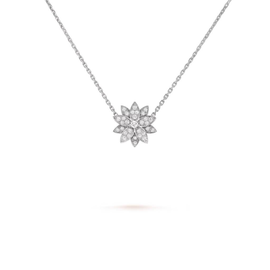 Lotus Pendant, Small Model (White Gold, Diamond)