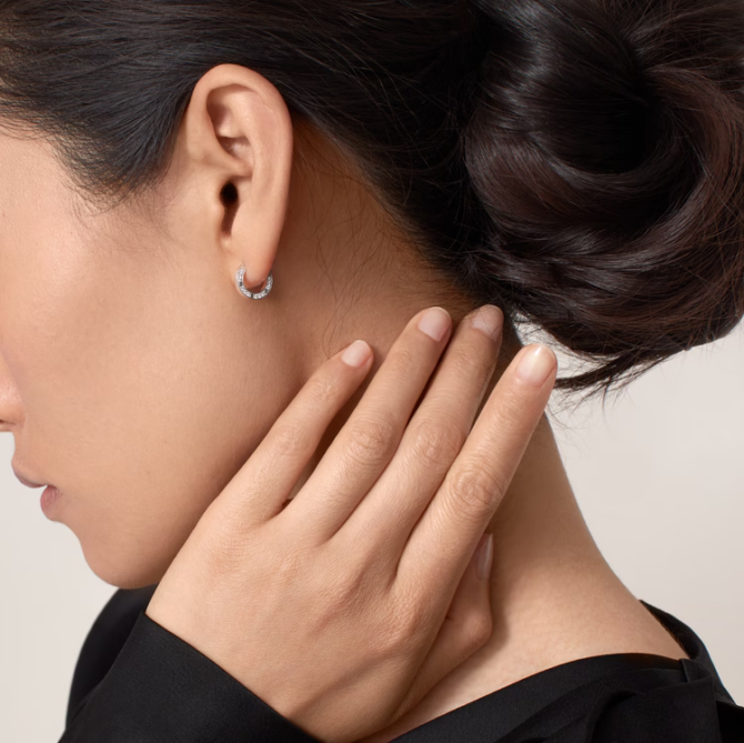 Love Single Hoop Earring, Paved White gold, Diamond