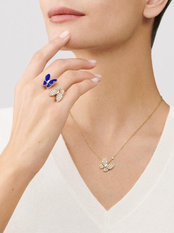 Two Butterfly Pendant (Yellow Gold, Diamond)