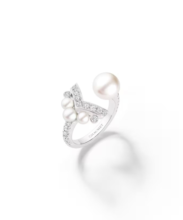 Joséphine Aigrette Ring White Gold, Pearls, Diamonds