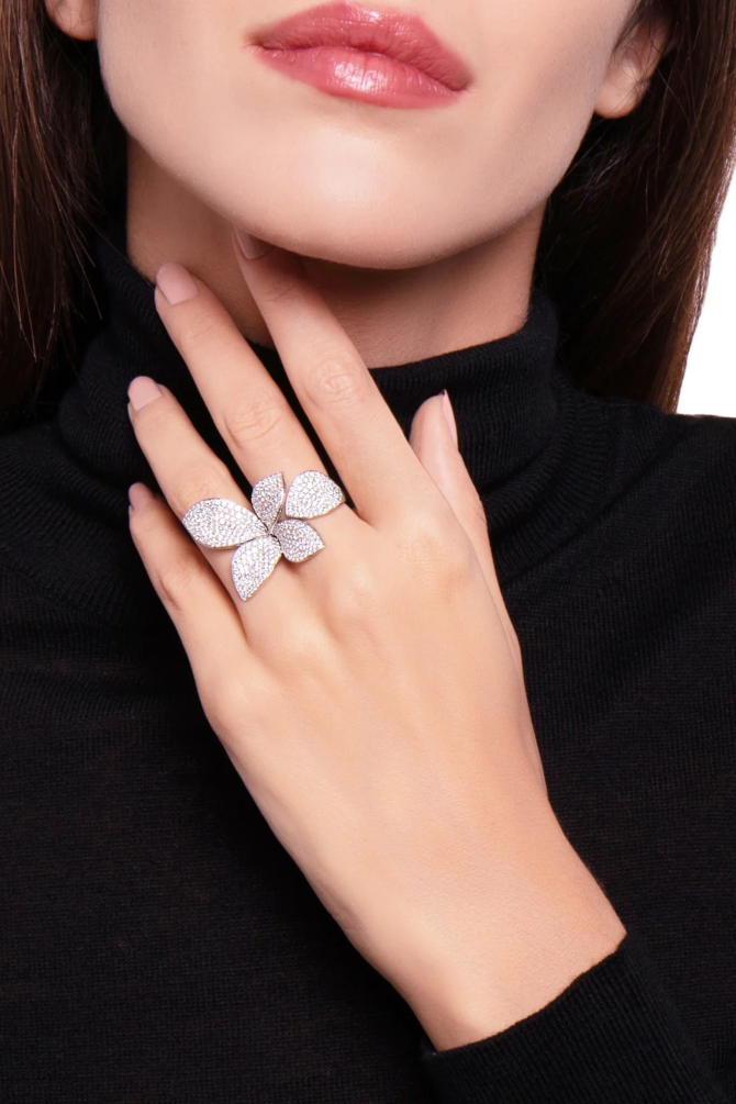 Giardini Segreti Ring, Five Leaves Small Flower