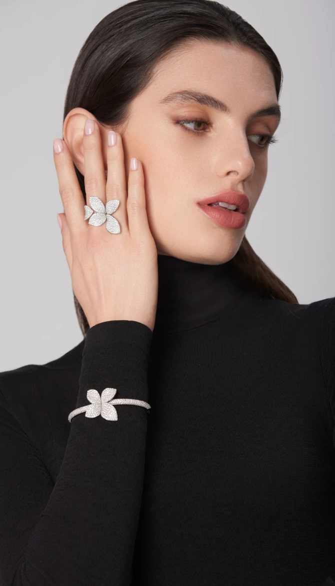 Giardini Segreti Ring, Five Leaves Medium Flower