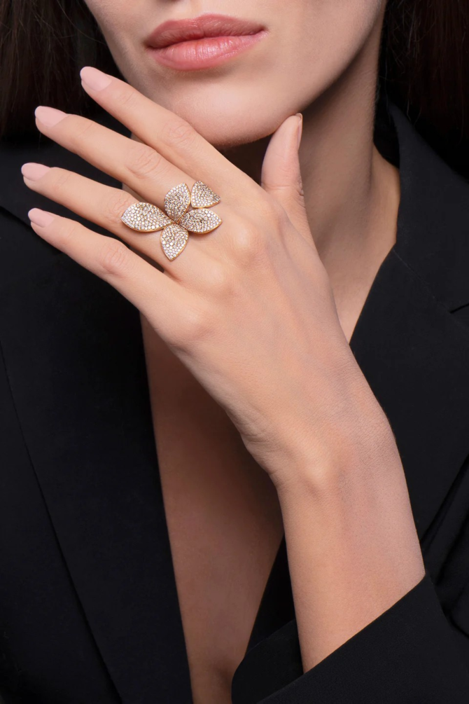 Giardini Segreti Ring, Five Leaves Medium Flower