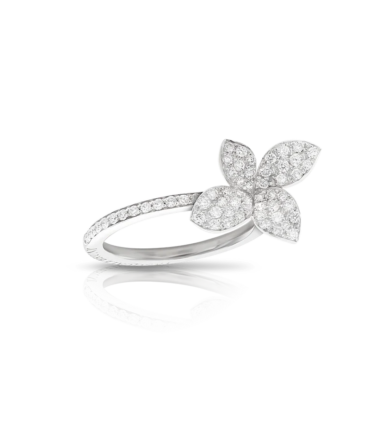 Petit Garden Ring, White Gold with Diamonds, Small Flower