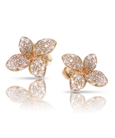 Petit Garden Earrings, Rose Gold with Diamonds, Small Flower
