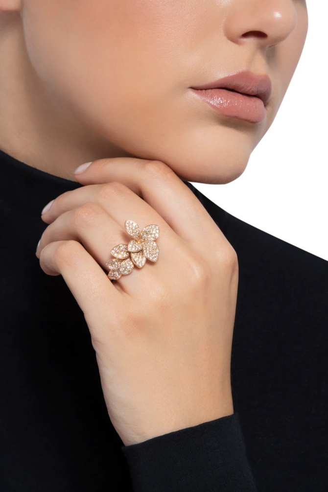 Petit Garden Ring, Rose Gold with Diamonds