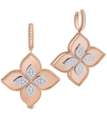 Princess Flower Earring with Diamonds, Rose Gold