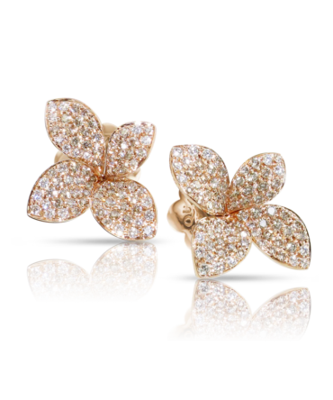 Petit Garden Earrings, Rose Gold with Diamonds, Medium Flower