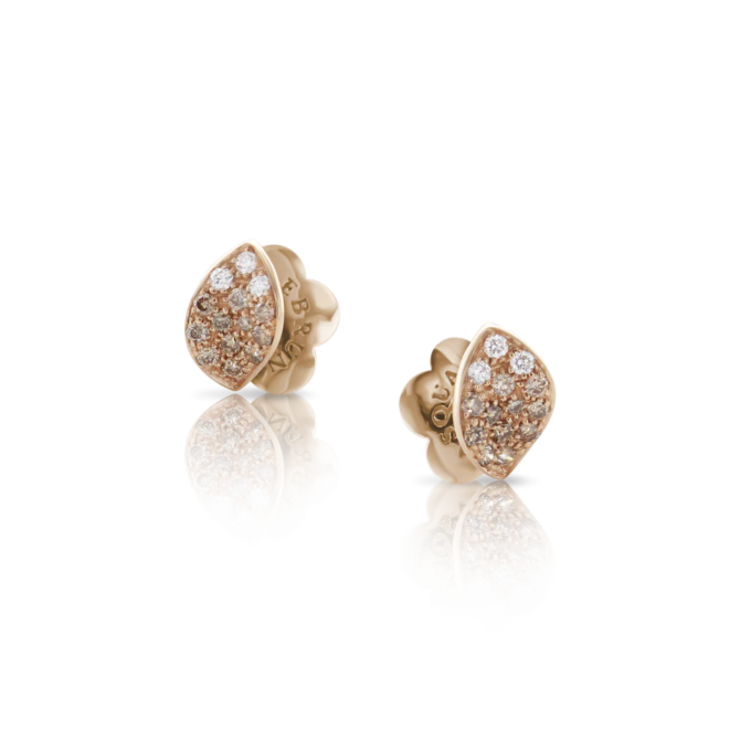 Petit Garden Earring, Rose Gold with Diamonds, Single Leaf