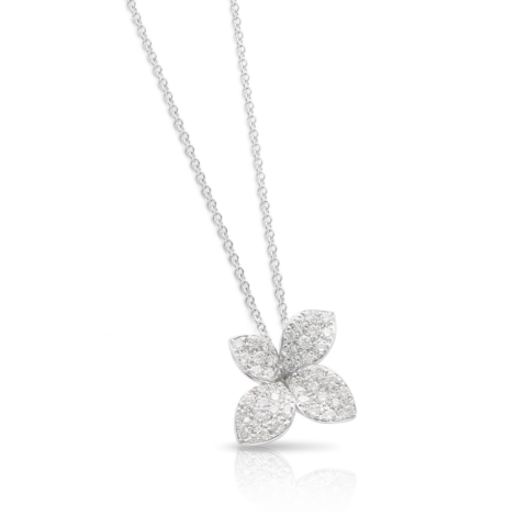 Petit Garden Necklace, White Gold with Diamonds, Small Flower