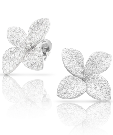 Petit Garden Earrings, White Gold with Diamonds, Medium Flower