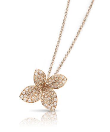 Petit Garden Necklace, Rose Gold with Diamonds, Medium Flower