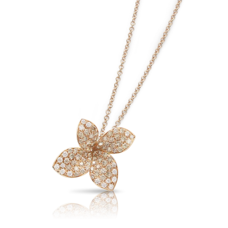 Petit Garden Necklace, Rose Gold with Diamonds, Medium Flower