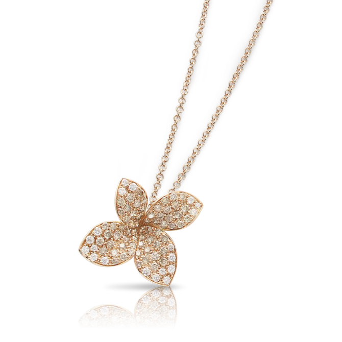 Petit Garden Necklace, Rose Gold with Diamonds, Medium Flower