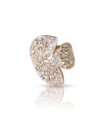 Giardini Segreti Ring, Three Leaves, Rose Gold with Diamonds