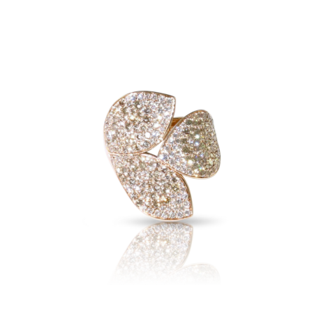 Giardini Segreti Ring, Three Leaves, Rose Gold with Diamonds