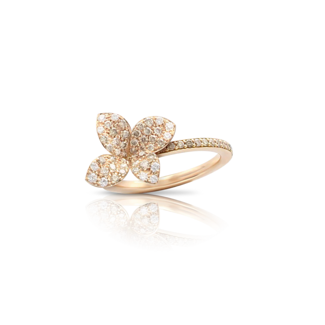 Petit Garden Ring, Rose Gold with Diamonds, Small Flower