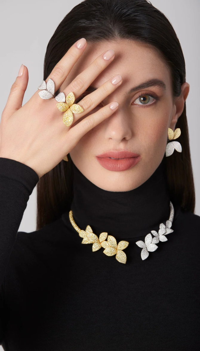 Giardini Segreti Aura Ring, Five Leaves Flower Ring